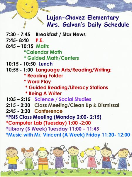 Mrs. Galvan’s Daily Schedule