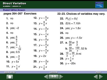 22–23. Choices of variables may vary. 22. P( ) = E(h) = 7.10h