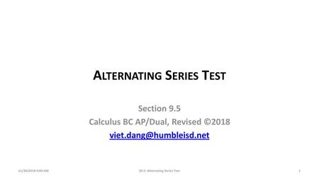 Alternating Series Test