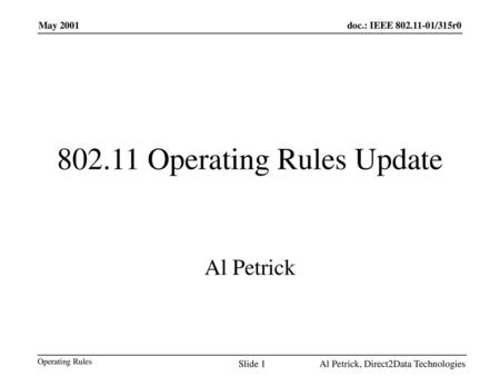 Operating Rules Update