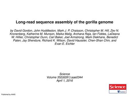 Long-read sequence assembly of the gorilla genome