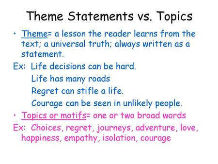good theme statements examples
