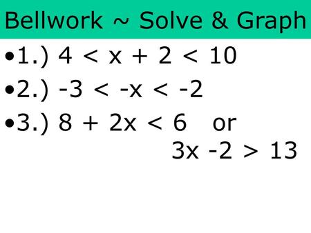 Bellwork ~ Solve & Graph
