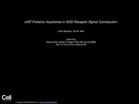 cIAP Proteins: Keystones in NOD Receptor Signal Transduction