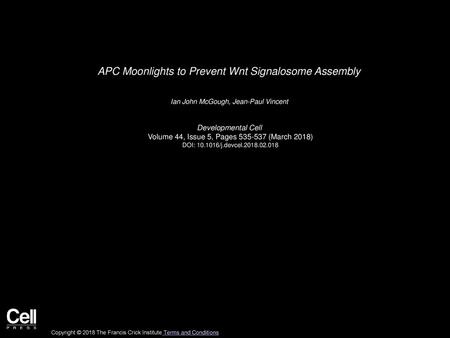 APC Moonlights to Prevent Wnt Signalosome Assembly