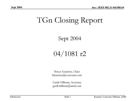 TGn Closing Report Sept /1081 r2