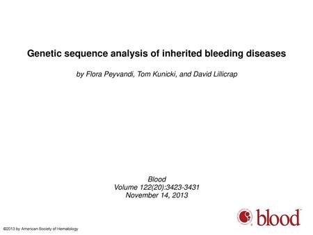 Genetic sequence analysis of inherited bleeding diseases