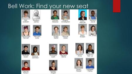Bell Work: Find your new seat