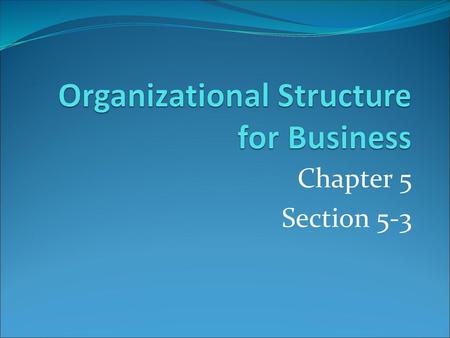 Organizational Structure for Business