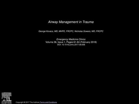 Airway Management in Trauma