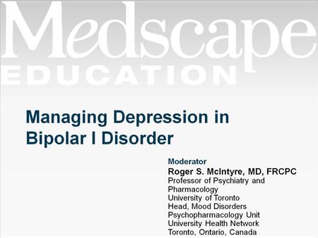 Managing Depression in Bipolar I Disorder
