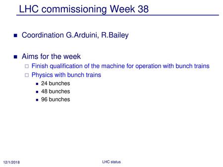 LHC commissioning Week 38