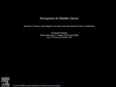Nomograms for Bladder Cancer
