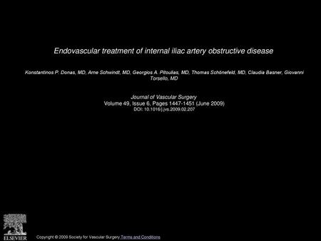 Endovascular treatment of internal iliac artery obstructive disease