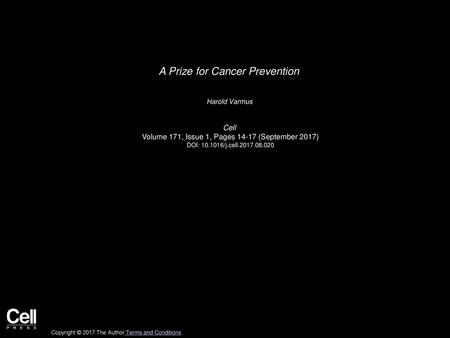 A Prize for Cancer Prevention