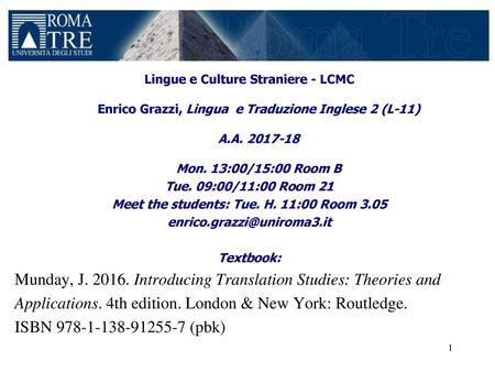 Lingue e Culture Straniere - LCMC Lingua e Traduzione Inglese 2 A. A - ppt  download