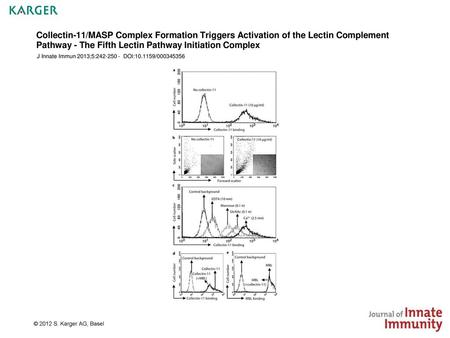 Collectin-11/MASP Complex Formation Triggers Activation of the Lectin Complement Pathway - The Fifth Lectin Pathway Initiation Complex J Innate Immun 2013;5:242-250.