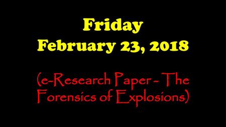 (e-Research Paper - The Forensics of Explosions)