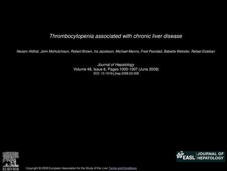 Thrombocytopenia associated with chronic liver disease