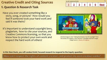 Creative Credit and Citing Sources 1. Question & Research Task