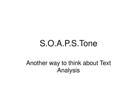 Another way to think about Text Analysis
