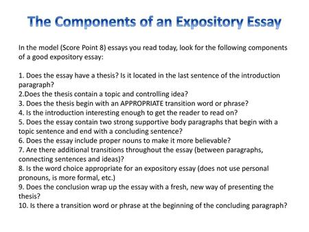 The Components of an Expository Essay