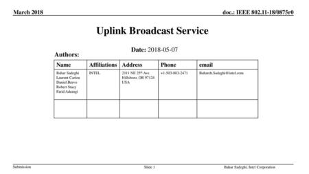 Uplink Broadcast Service