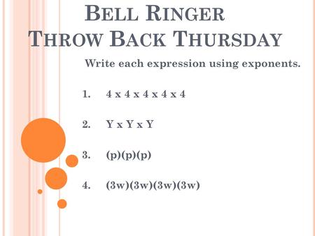 Bell Ringer Throw Back Thursday