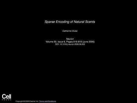 Sparse Encoding of Natural Scents
