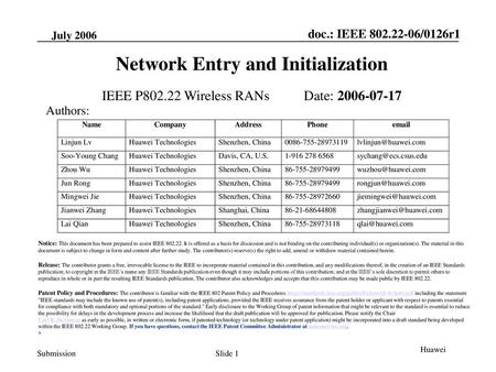 Network Entry and Initialization