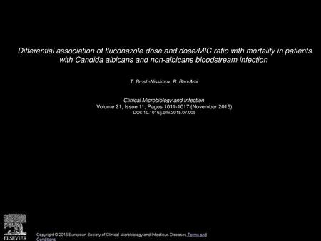 Differential association of fluconazole dose and dose/MIC ratio with mortality in patients with Candida albicans and non-albicans bloodstream infection 