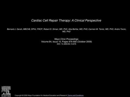 Cardiac Cell Repair Therapy: A Clinical Perspective