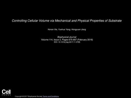 Kenan Xie, Yuehua Yang, Hongyuan Jiang  Biophysical Journal 