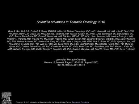 Scientific Advances in Thoracic Oncology 2016