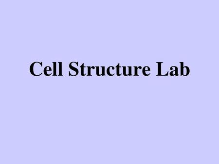 Cell Structure Lab.