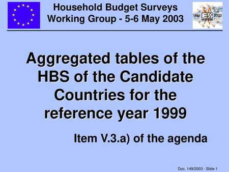 Household Budget Surveys Working Group May 2003