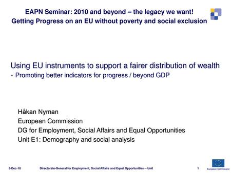 EAPN Seminar: 2010 and beyond – the legacy we want!