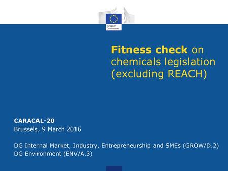 Fitness check on chemicals legislation (excluding REACH)
