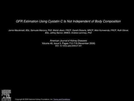 GFR Estimation Using Cystatin C Is Not Independent of Body Composition