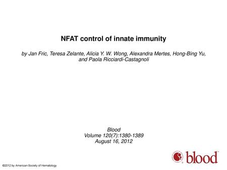NFAT control of innate immunity