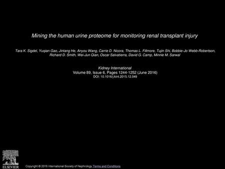 Mining the human urine proteome for monitoring renal transplant injury