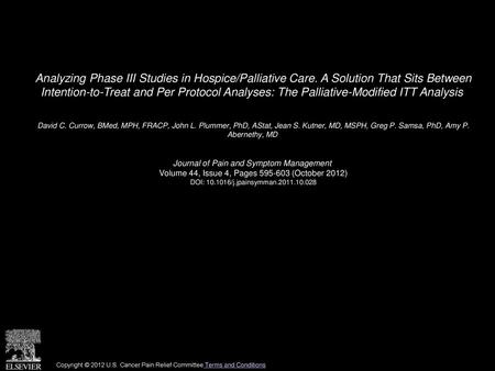 Analyzing Phase III Studies in Hospice/Palliative Care