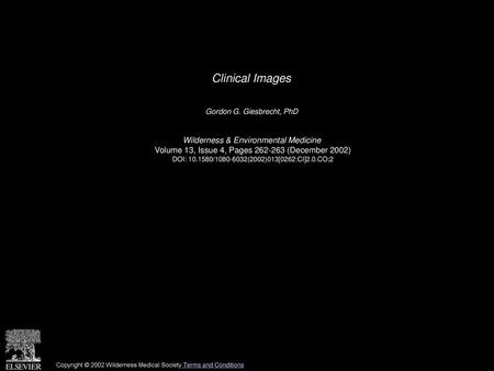 Clinical Images Wilderness & Environmental Medicine