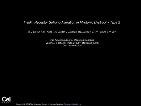 Insulin Receptor Splicing Alteration in Myotonic Dystrophy Type 2