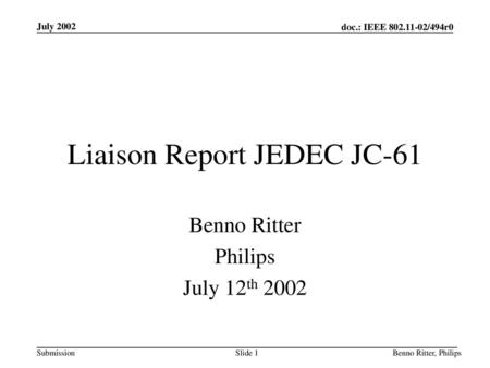 Liaison Report JEDEC JC-61