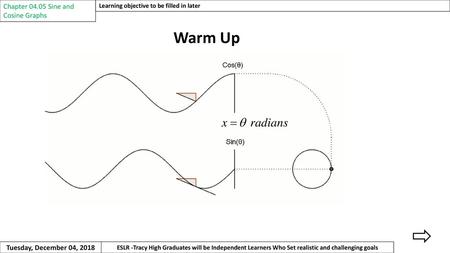 Warm Up Chapter Sine and Cosine Graphs