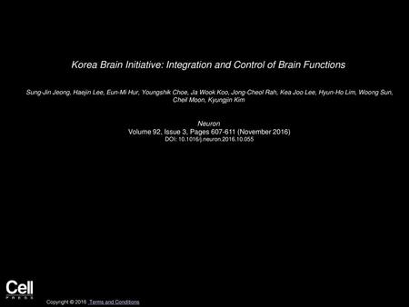 Korea Brain Initiative: Integration and Control of Brain Functions