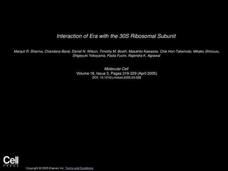 Interaction of Era with the 30S Ribosomal Subunit