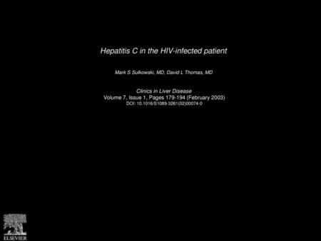 Hepatitis C in the HIV-infected patient