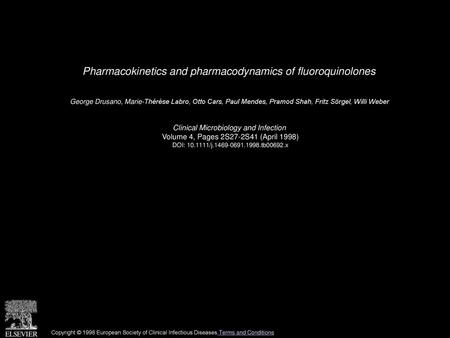 Pharmacokinetics and pharmacodynamics of fluoroquinolones